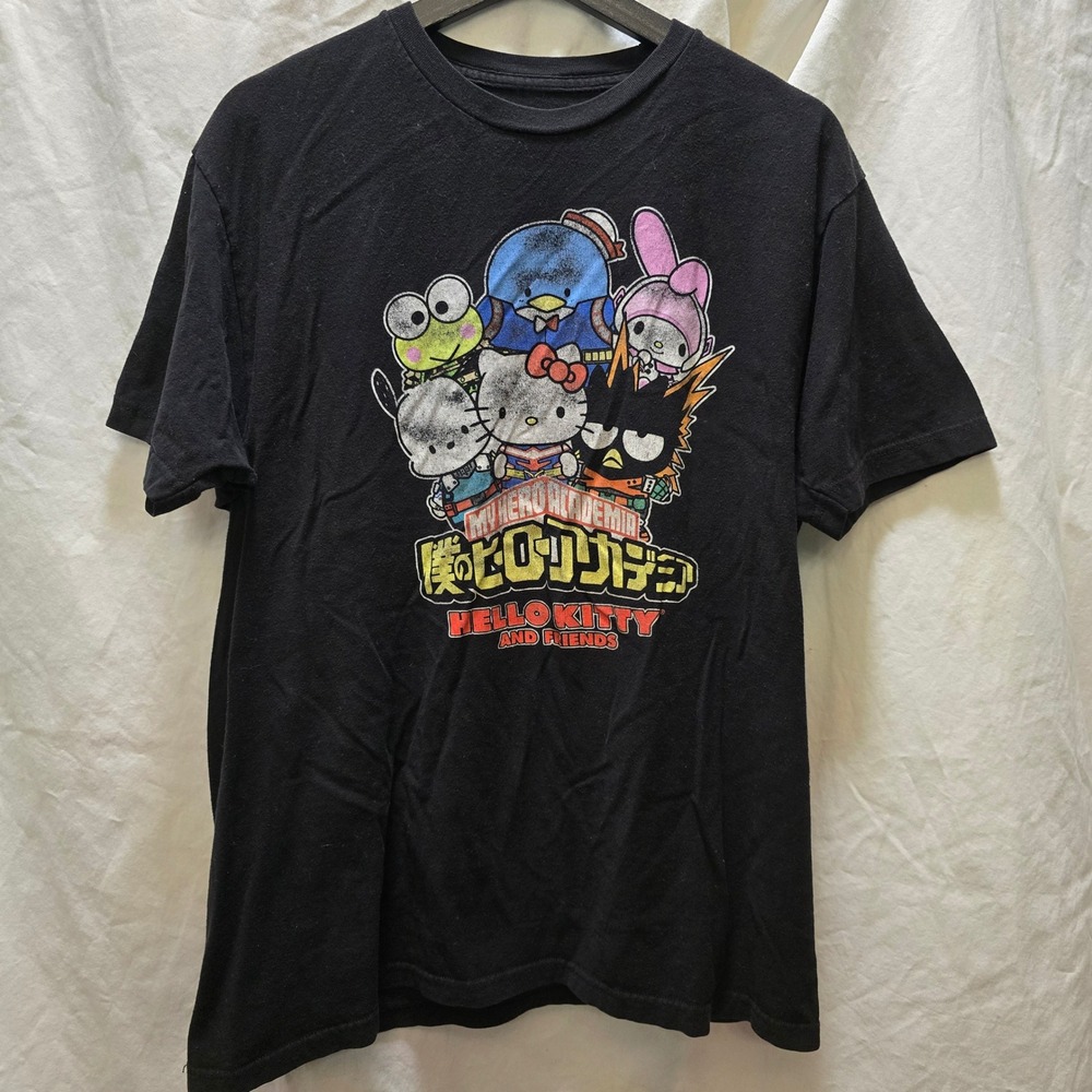 My Hero Academia Hello Kitty and Friends Crossover Graphic Shirt Men Large Black